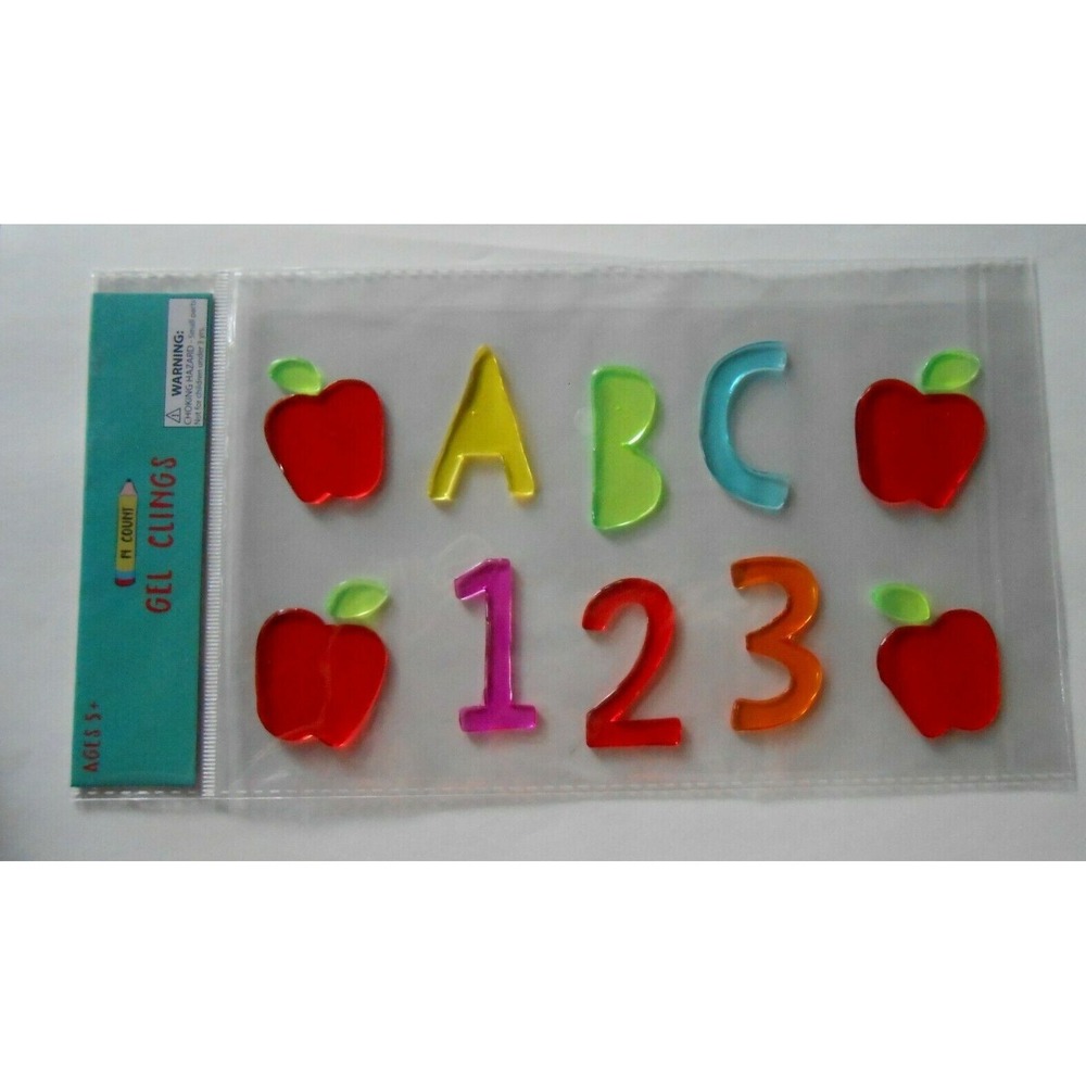 NEW Gel Window Clings 14 ct ABC 1 2 3 Classroom Home school Learning Educational